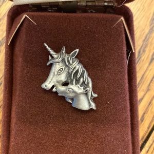 Vintage pewter unicorn mommy and baby pin NIB